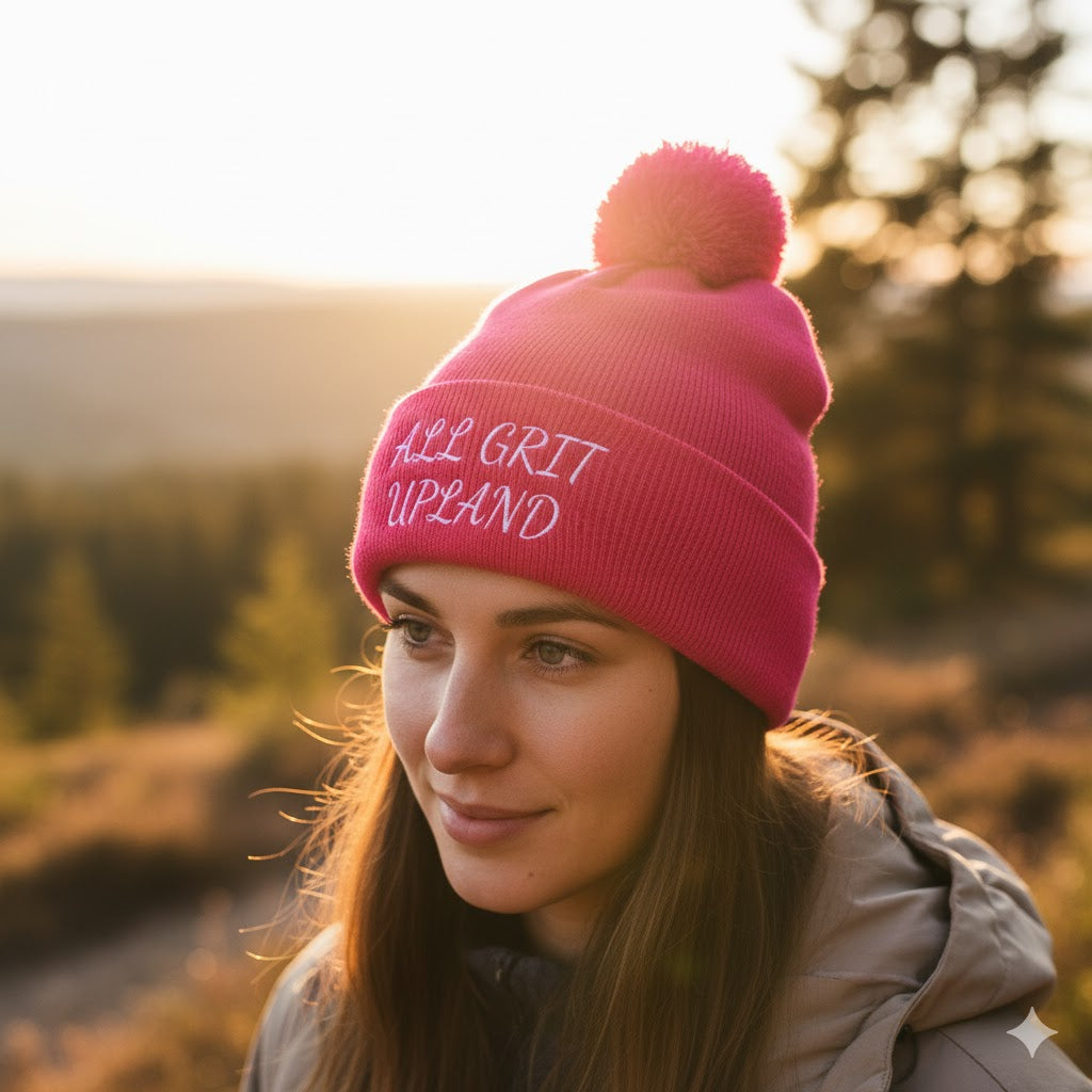 Embroidered Pom-Pom Knit Cap - All Grit Upland